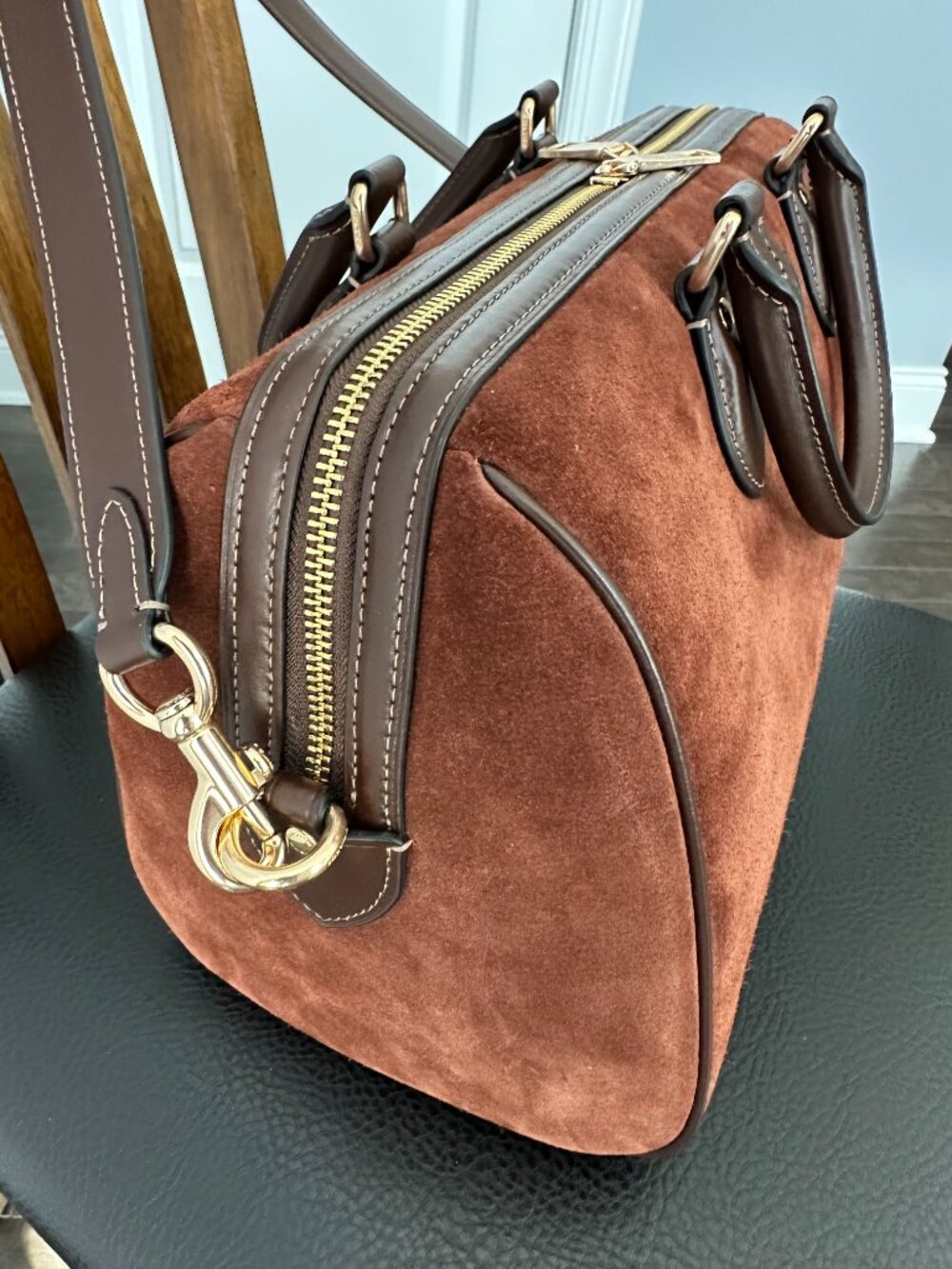 Coach Rowan Large Vintage Brown Suede Shoulder/Satchel Bag Style #F2522-CCC79 - Picture 3 of 8